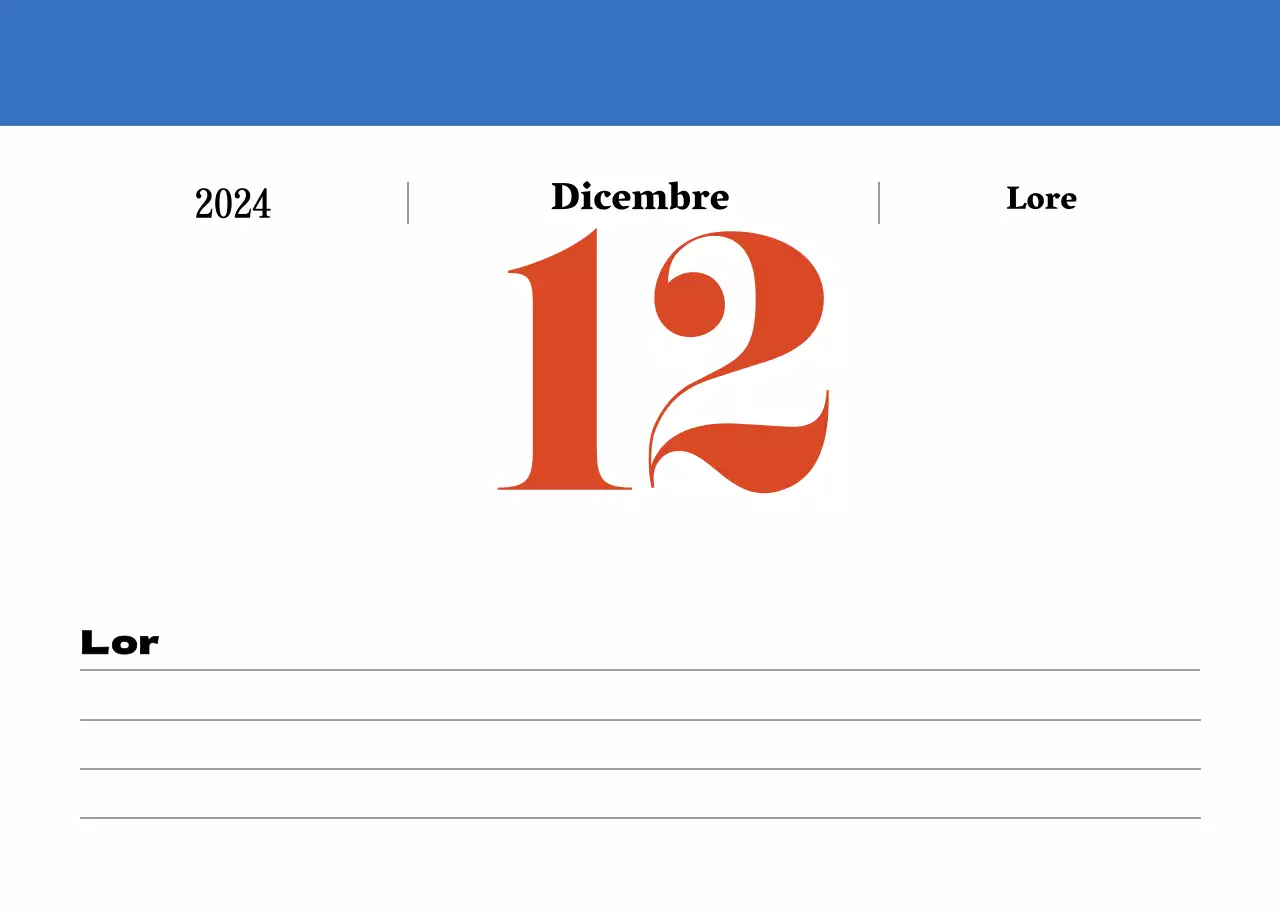 Calendario nostalgico di concezione retrò in rosso e blu