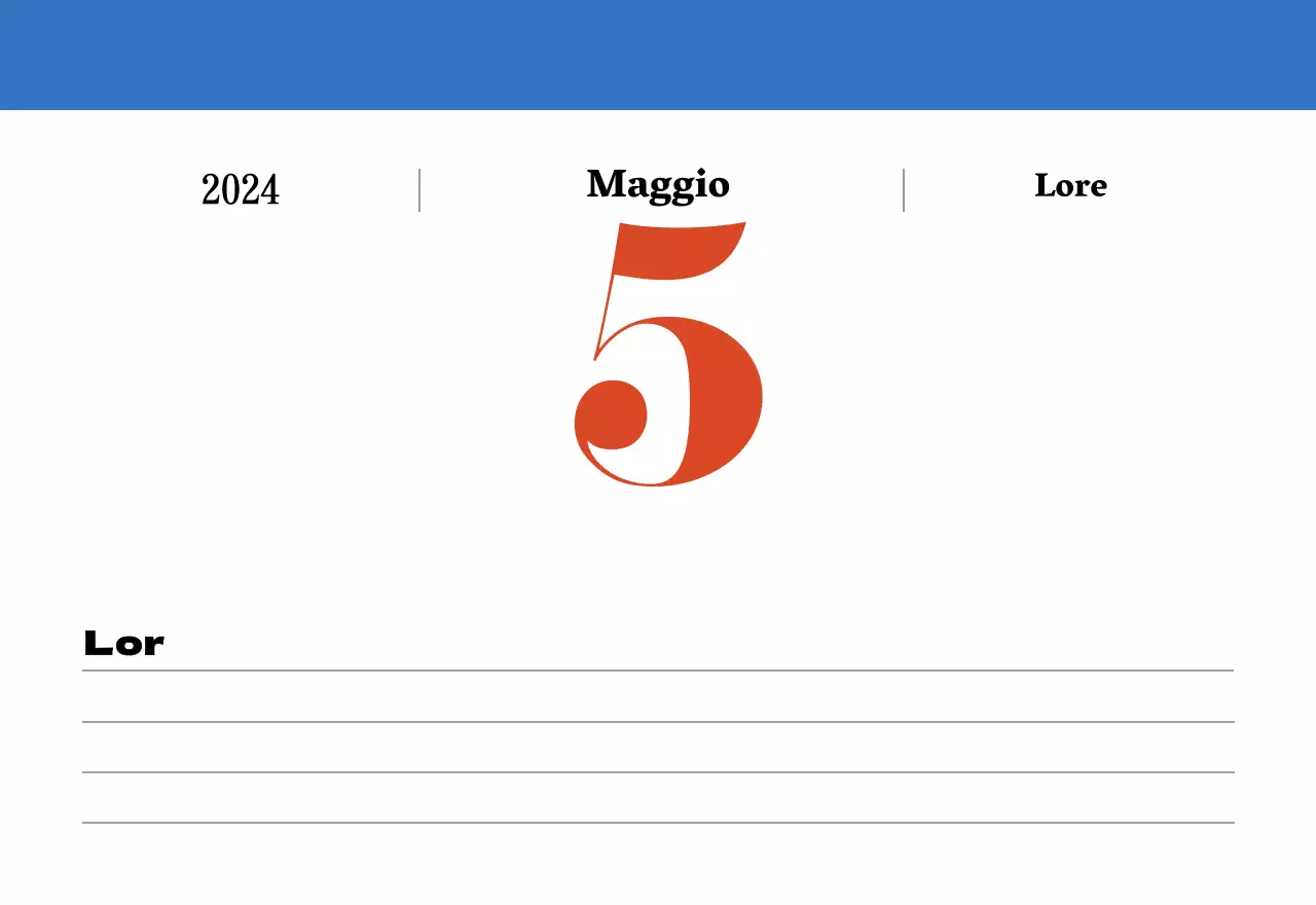 Calendario nostalgico di concezione retrò in rosso e blu