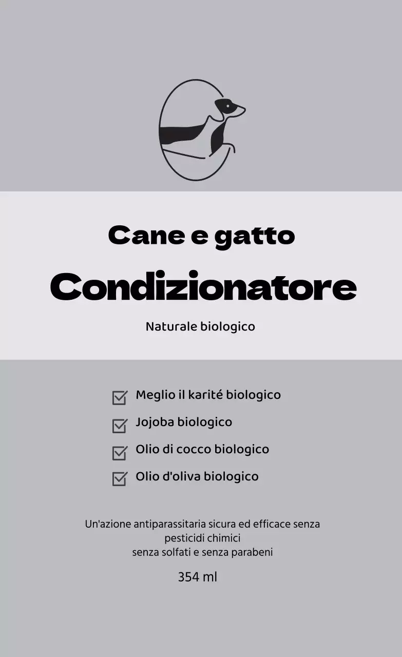 Etichette per animali domestici lisce con logo grigio