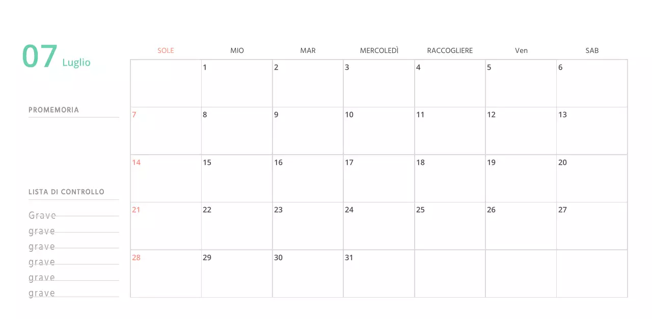 Simpatico calendario da tavolo illustrato verde a tema famiglia