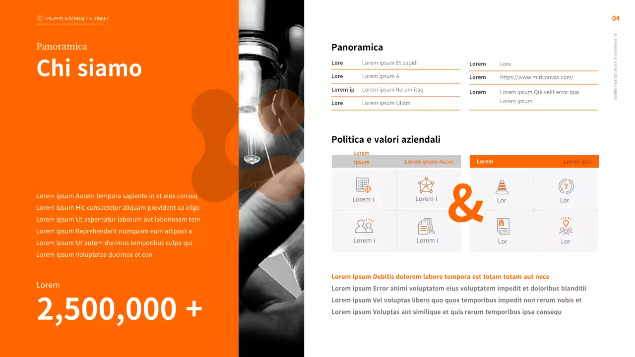 Rapporto di sostenibilità ESG aziendale in arancione