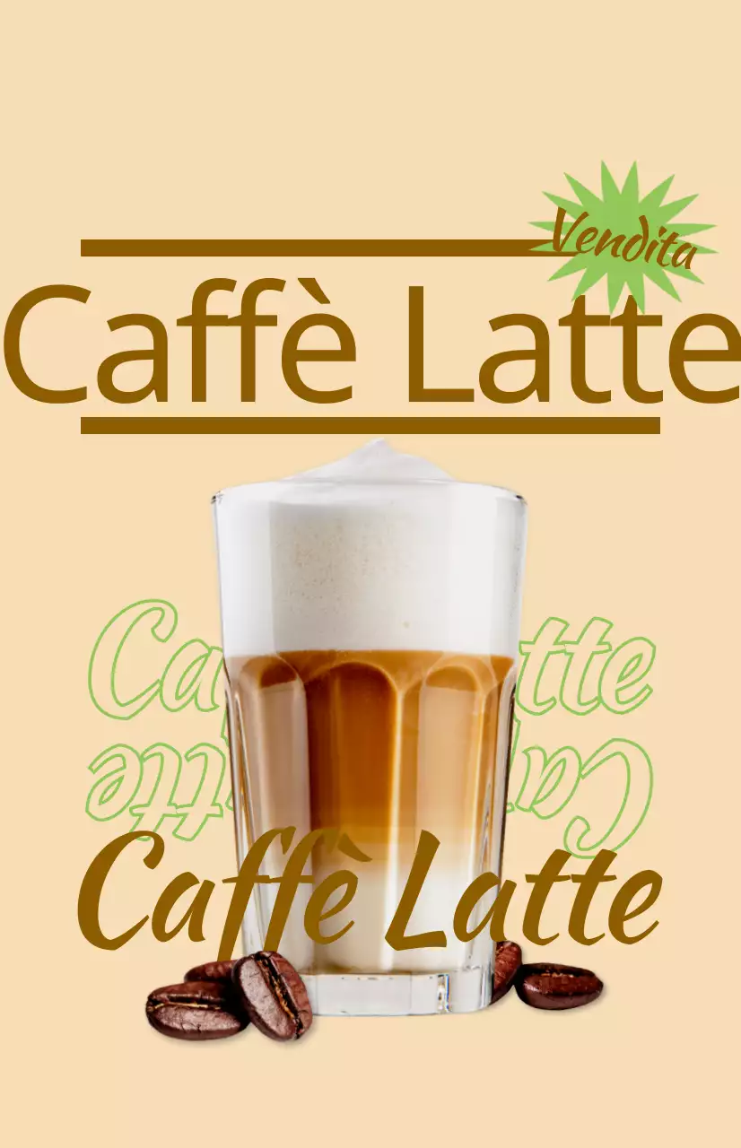 Promuovete il menu del vostro caffè con immagini e testi illustrati e colorati sulle bevande