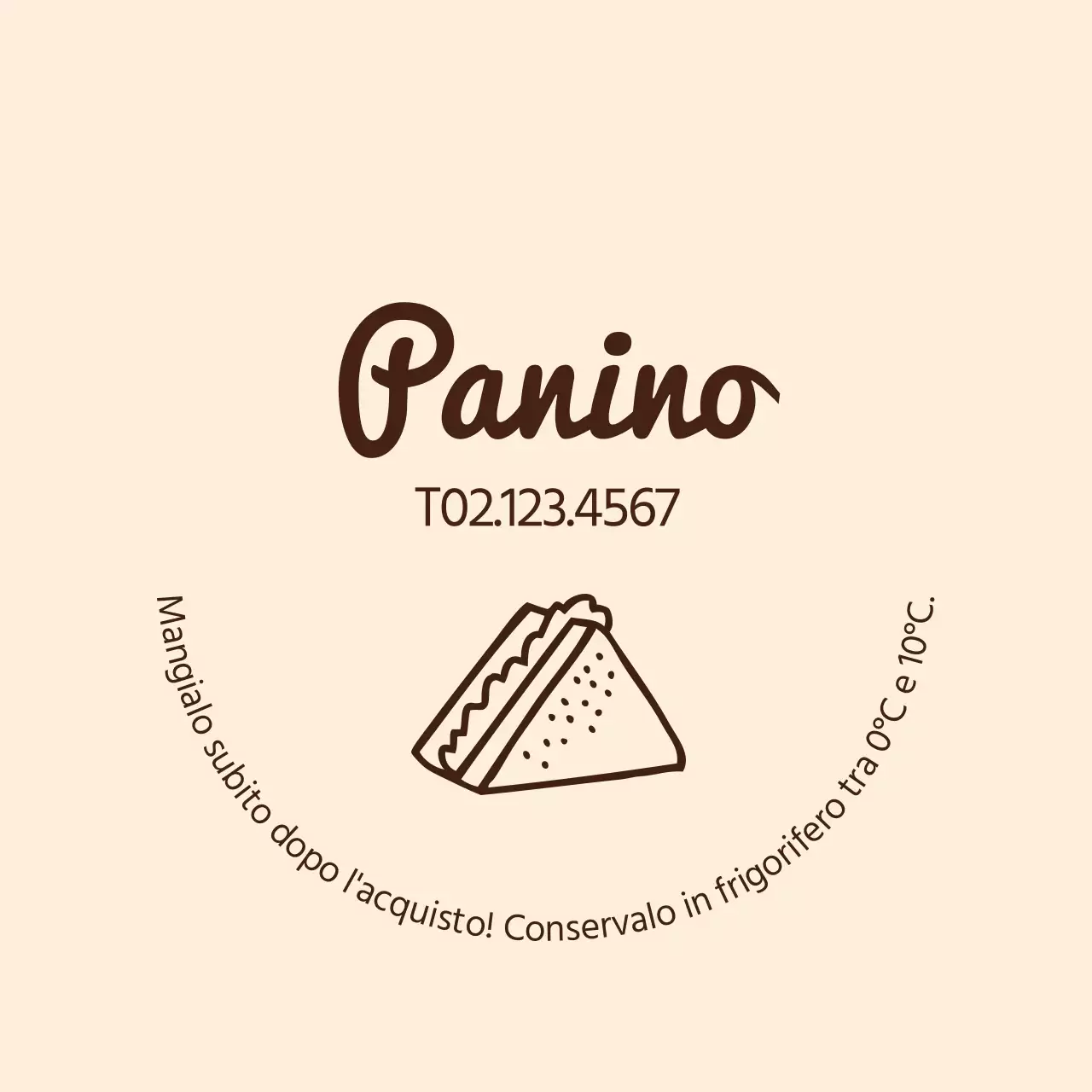 Etichetta sandwich icona semplice beige