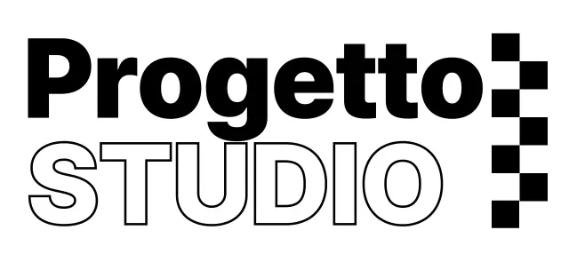 Studio di design con accenti a scacchi bianchi e neri