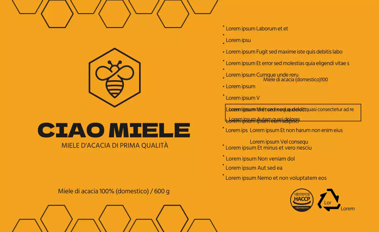 Adesivo informativo sul miele