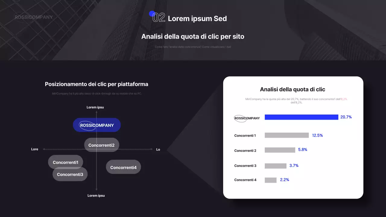 Semplice infografica aziendale in nero e blu