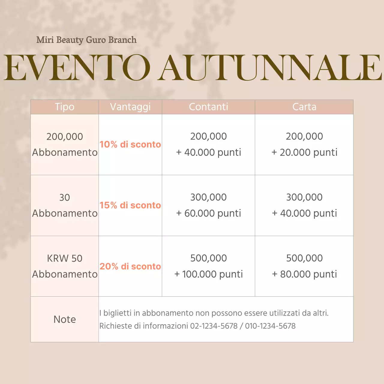 Pink Beige Calm Beauty Shop Evento per i soci d'autunno