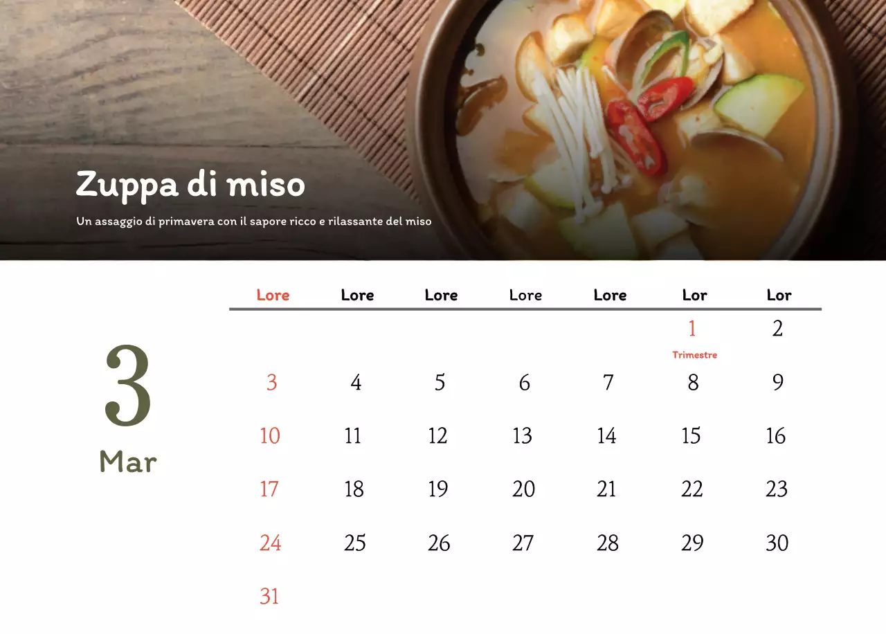 Calendario dei coupon del ristorante coreano tradizionale in beige e marrone