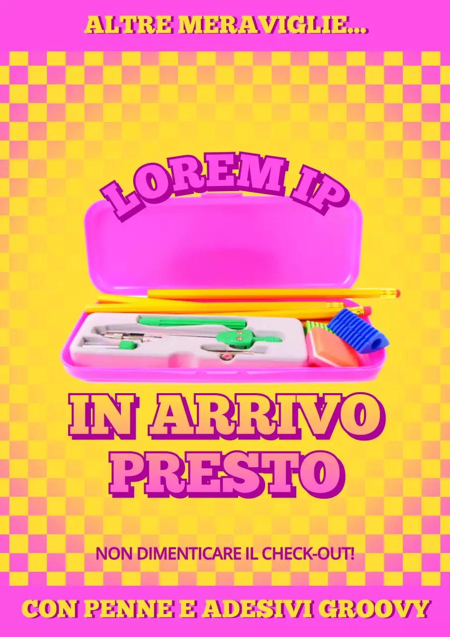 Introduzione di un nuovo prodotto di cancelleria rosa e giallo