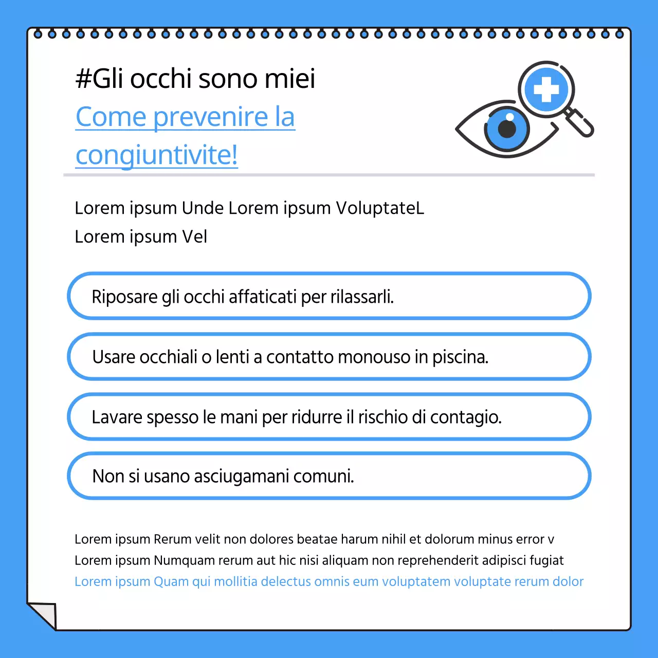 Congiuntivite blu e bianca CardNews