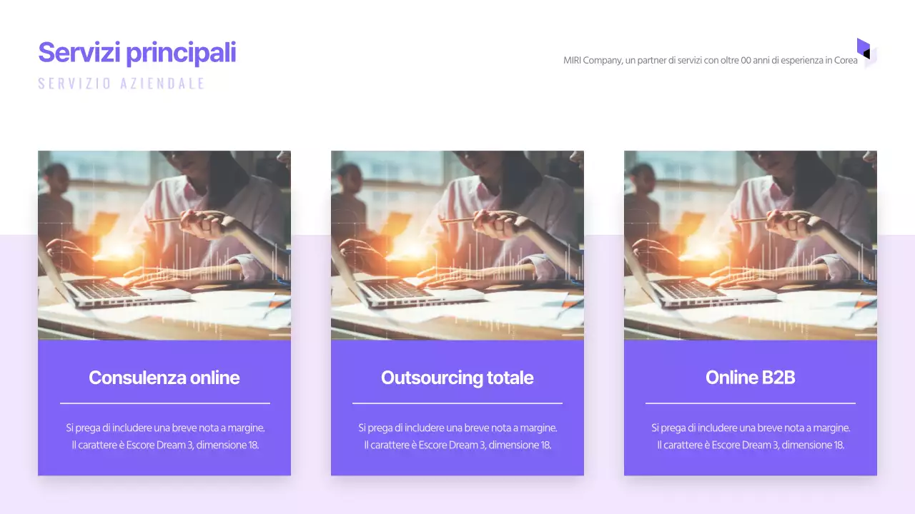 Semplice presentazione aziendale con toni viola