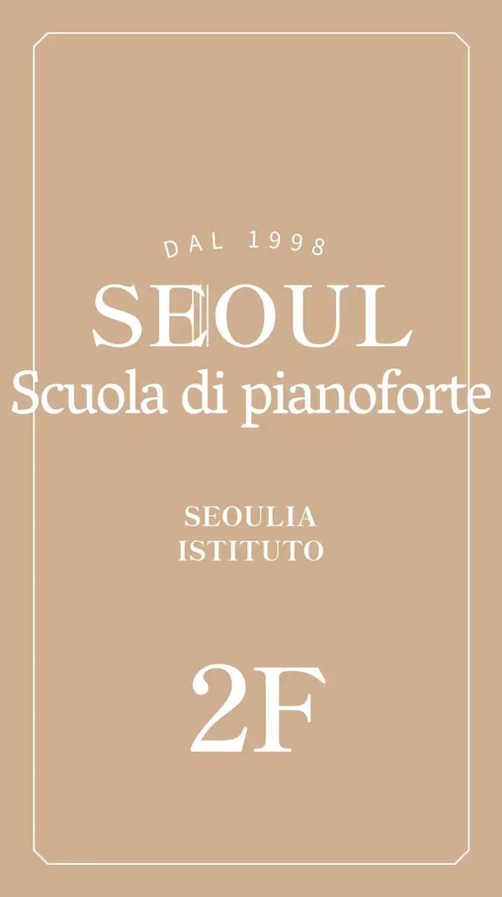 Insegna con il logo di una scuola di pianoforte di classe su sfondo dorato