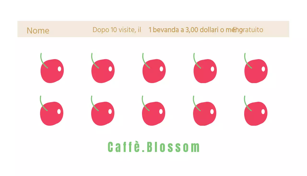 Biglietti da visita con coupon per il caffè