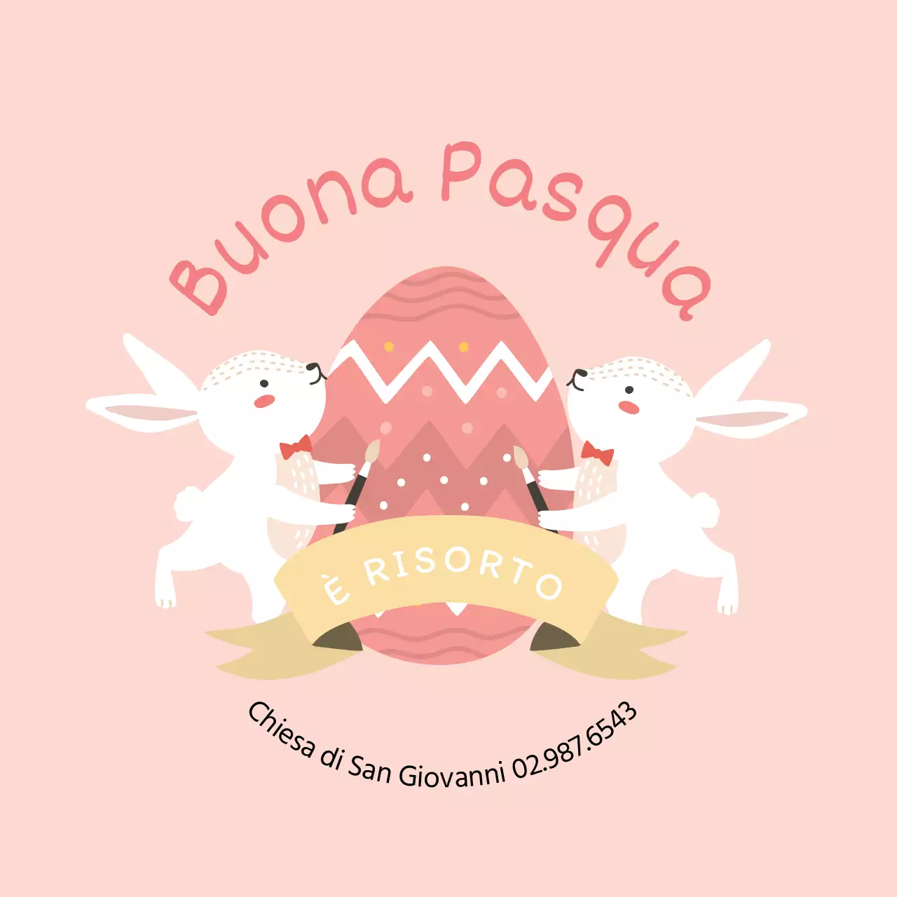 Simpatiche etichette pasquali per la chiesa con illustrazioni rosa