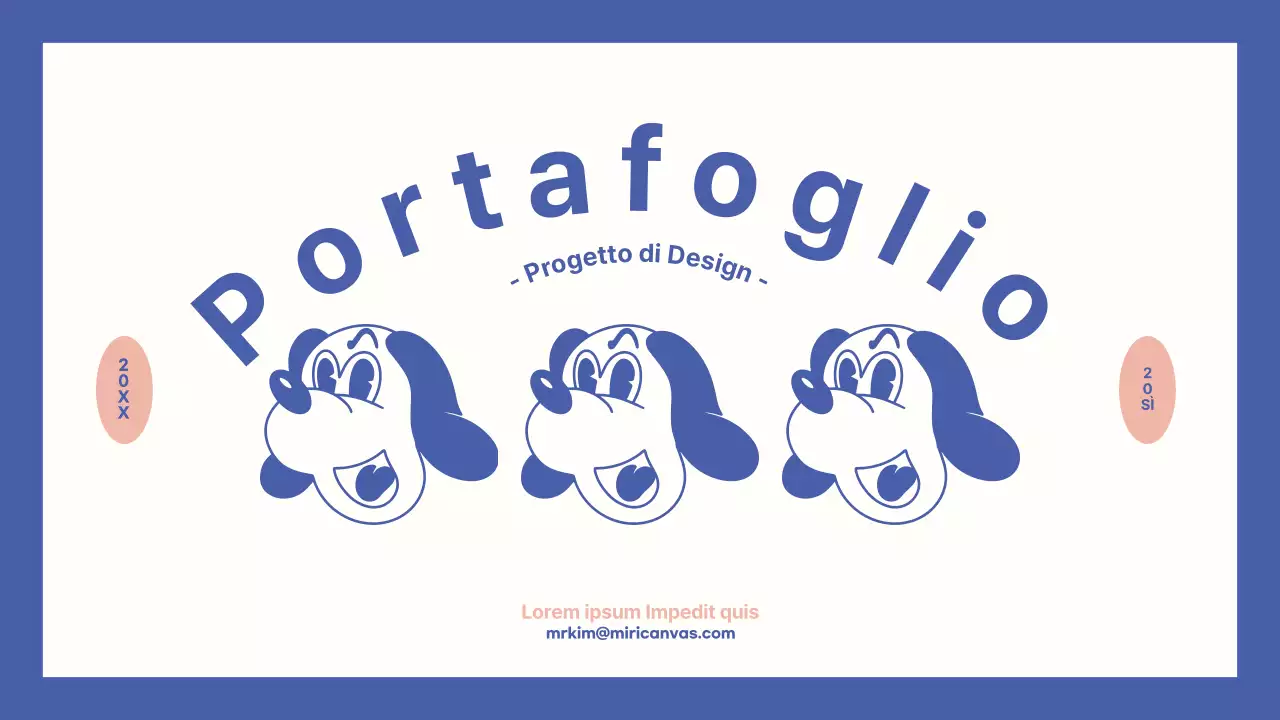Portafoglio di design per un concetto retrò vintage in blu navy e giallo