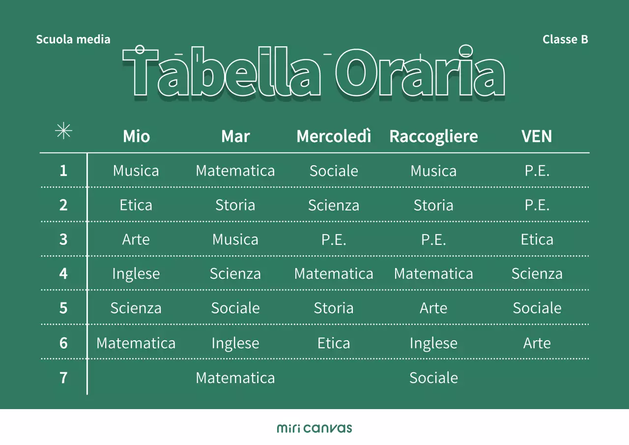 Orari scolastici con un concetto semplice