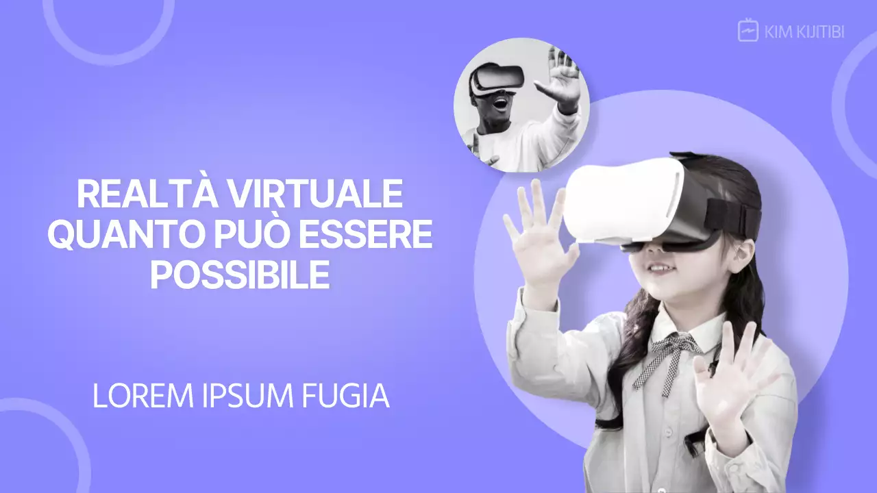 Miniatura di YouTube di una ragazza in realtà virtuale con uno sfondo viola immagine pulita