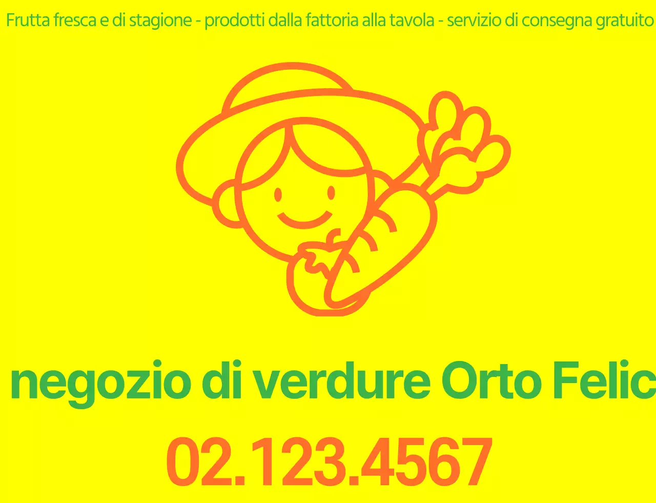 Gilet da negozio di verdure con semplice illustrazione di linee in giallo, verde e arancione