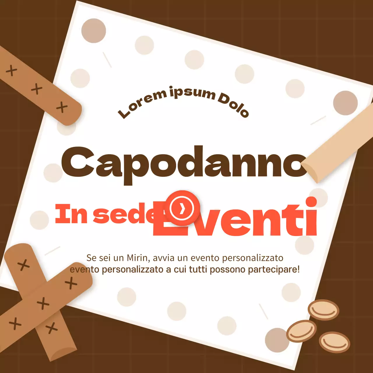 Toni marroni e punte di rosso L'evento interno di Capodanno Athletics Card News