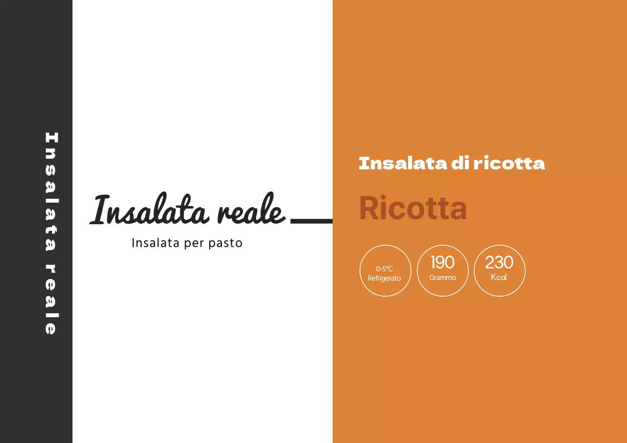 Etichetta alimentare arancione nera illustrazione insalata