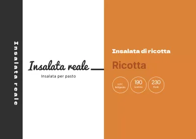 Etichetta alimentare arancione nera illustrazione insalata