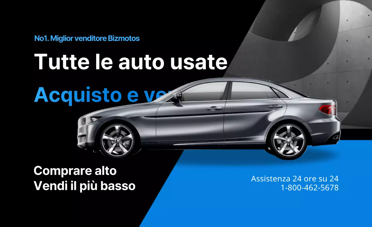 Progettato per promuovere la vendita di un'auto usata in un elegante colore blu.
