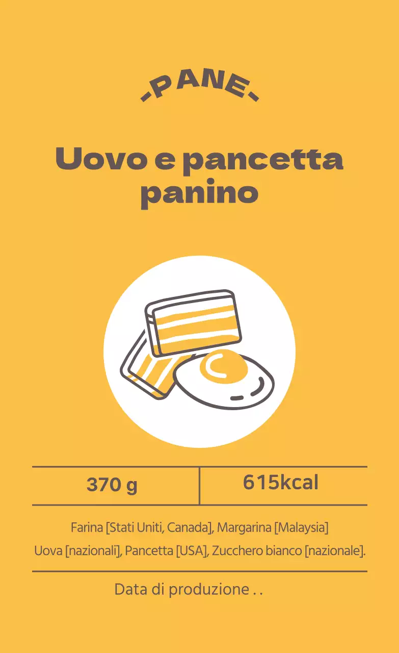 Etichetta sandwich illustrata gialla