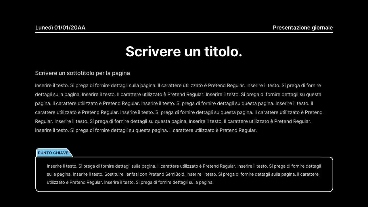 Presentazione che attira l'attenzione con linee decise in un concetto di giornale su sfondo nero