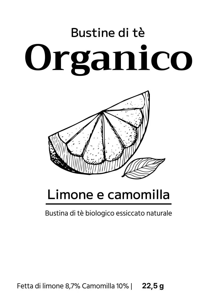 Bustine di tè biologico alla frutta con illustrazioni di frutta