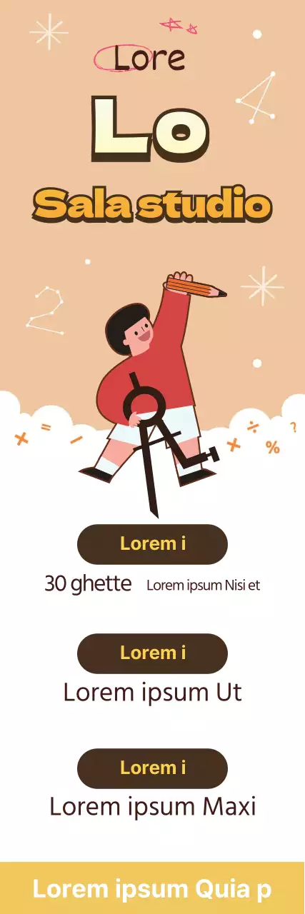 Illustrazione gialla di matematica carino pubblicità della scuola