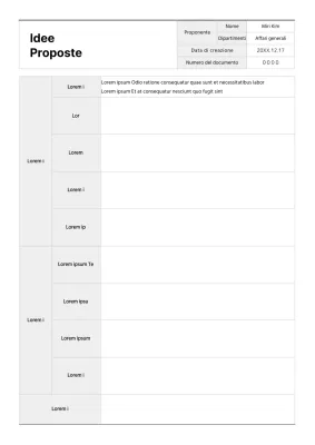 Formattazione di base del documento di proposta di un'idea