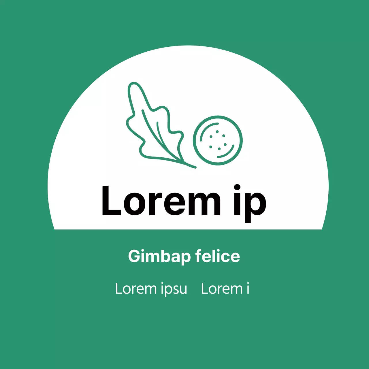 Verde illustrazione pulita ristorante insalata kimbap etichetta promozionale