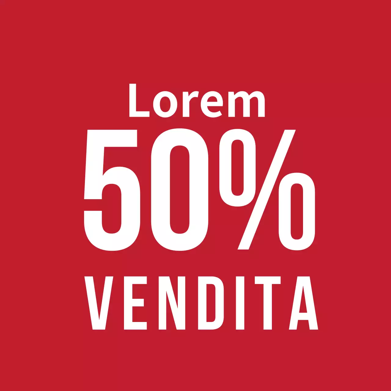 Una vistosa etichetta rossa con lo sconto del 50%