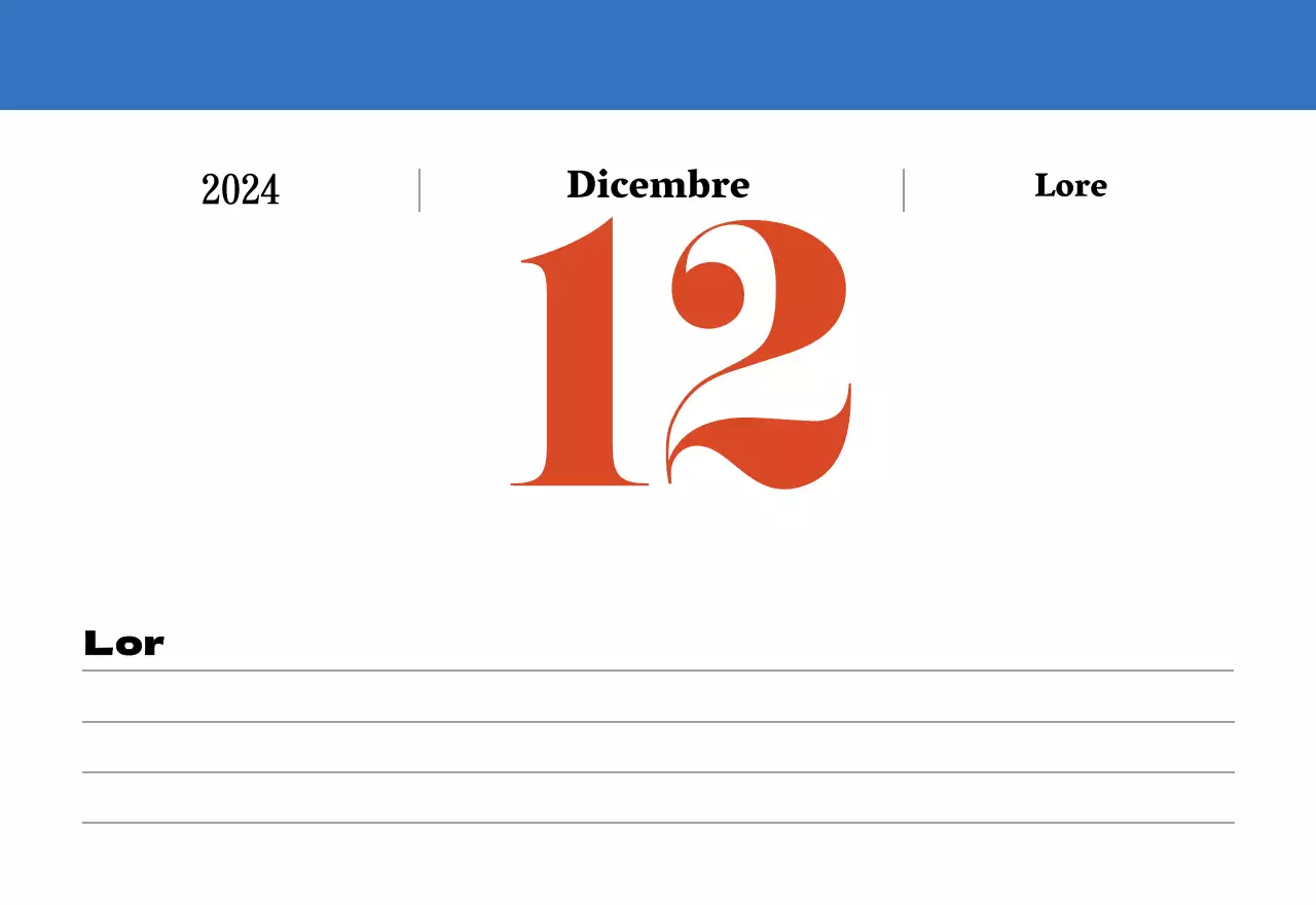 Calendario nostalgico di concezione retrò in rosso e blu