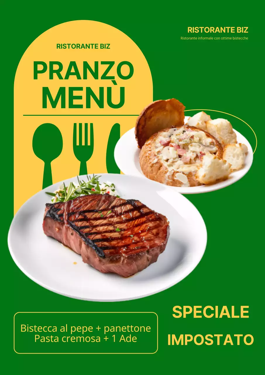Introdurre un menu a forma di modulo pulito ed evidente con uno sfondo giallo-verde.