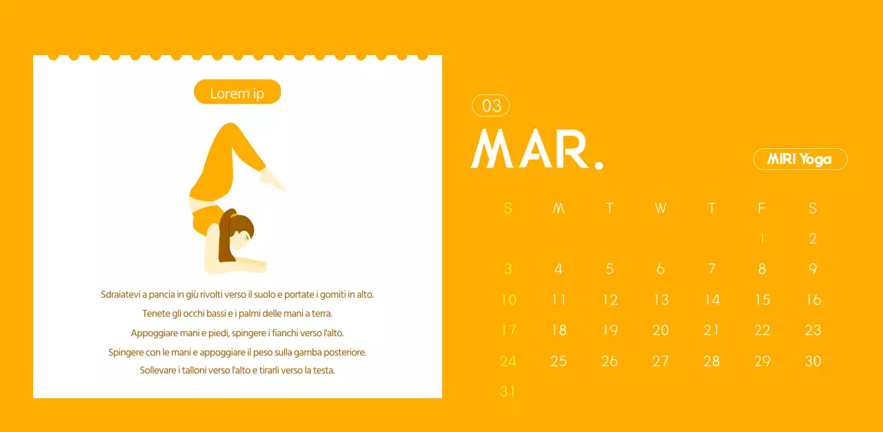 Calendari arancioni da regalare per promuovere il vostro studio di yoga