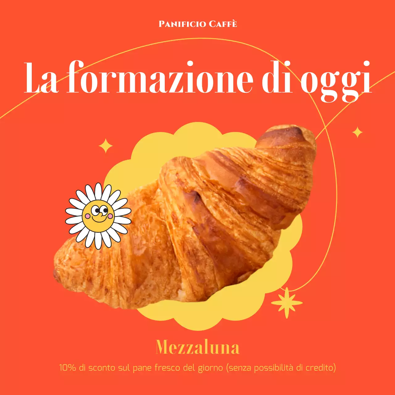 La linea arancione e gialla della panetteria per la giornata