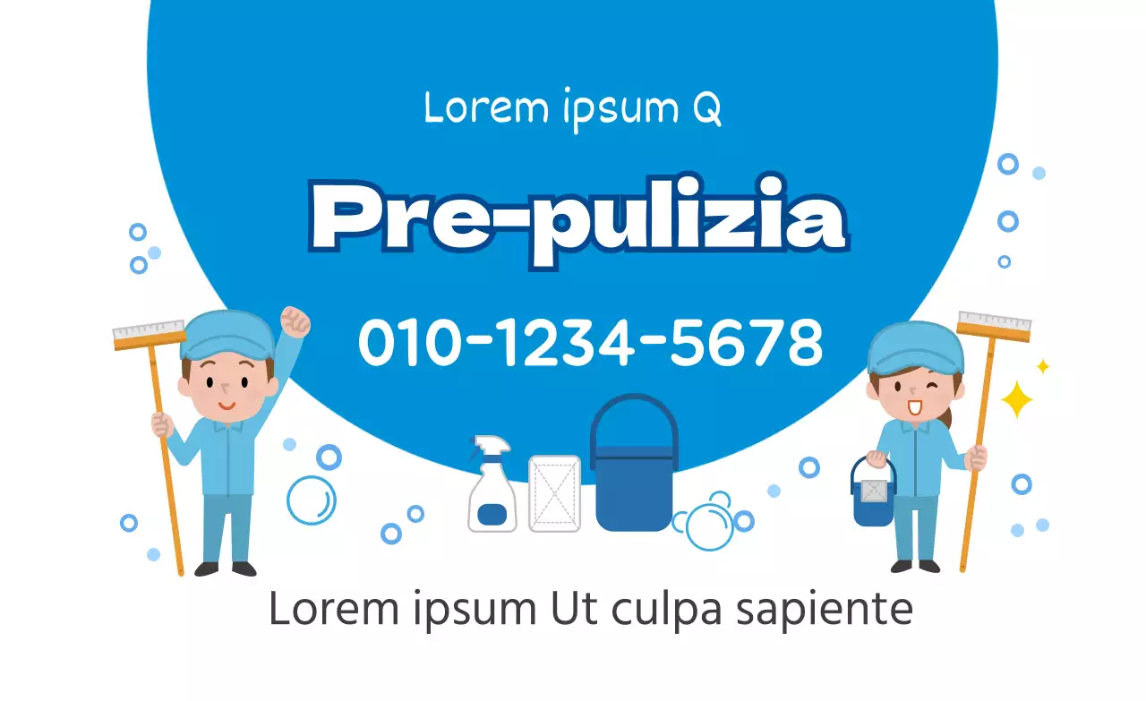 Servizio di pulizia carino con illustrazione blu