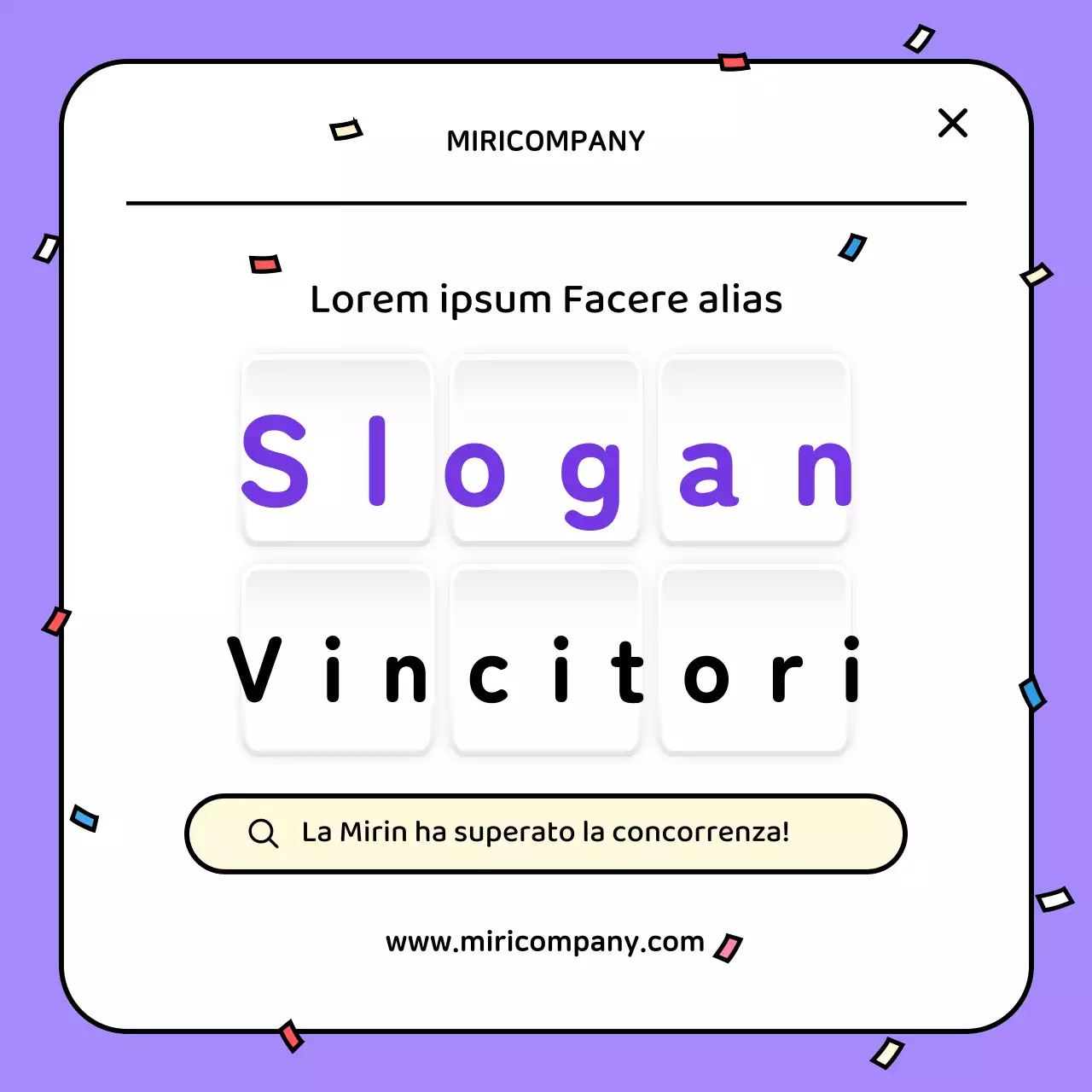 Lo slogan viola e giallo vincitore del nostro concorso interno