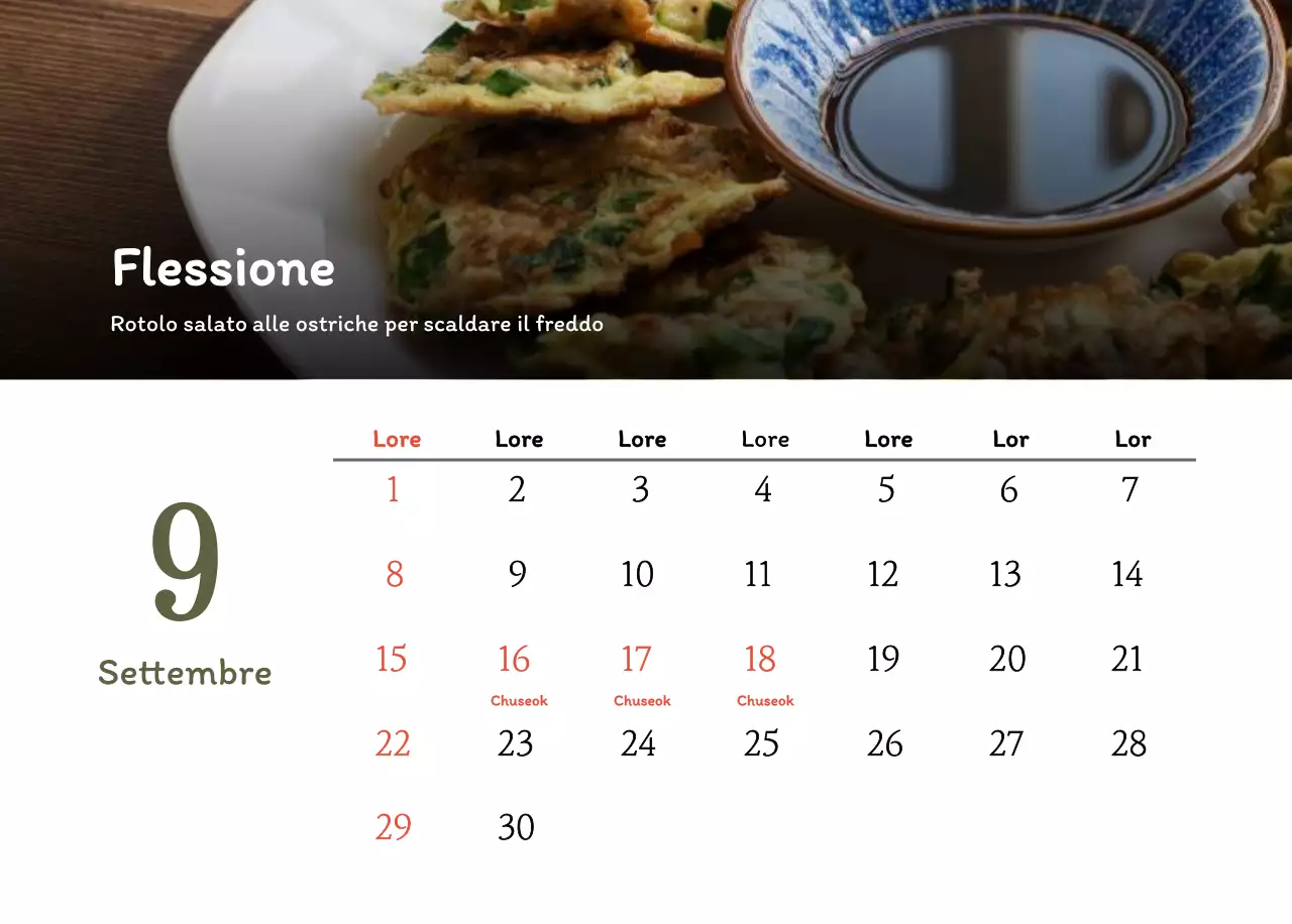Calendario dei coupon del ristorante coreano tradizionale in beige e marrone