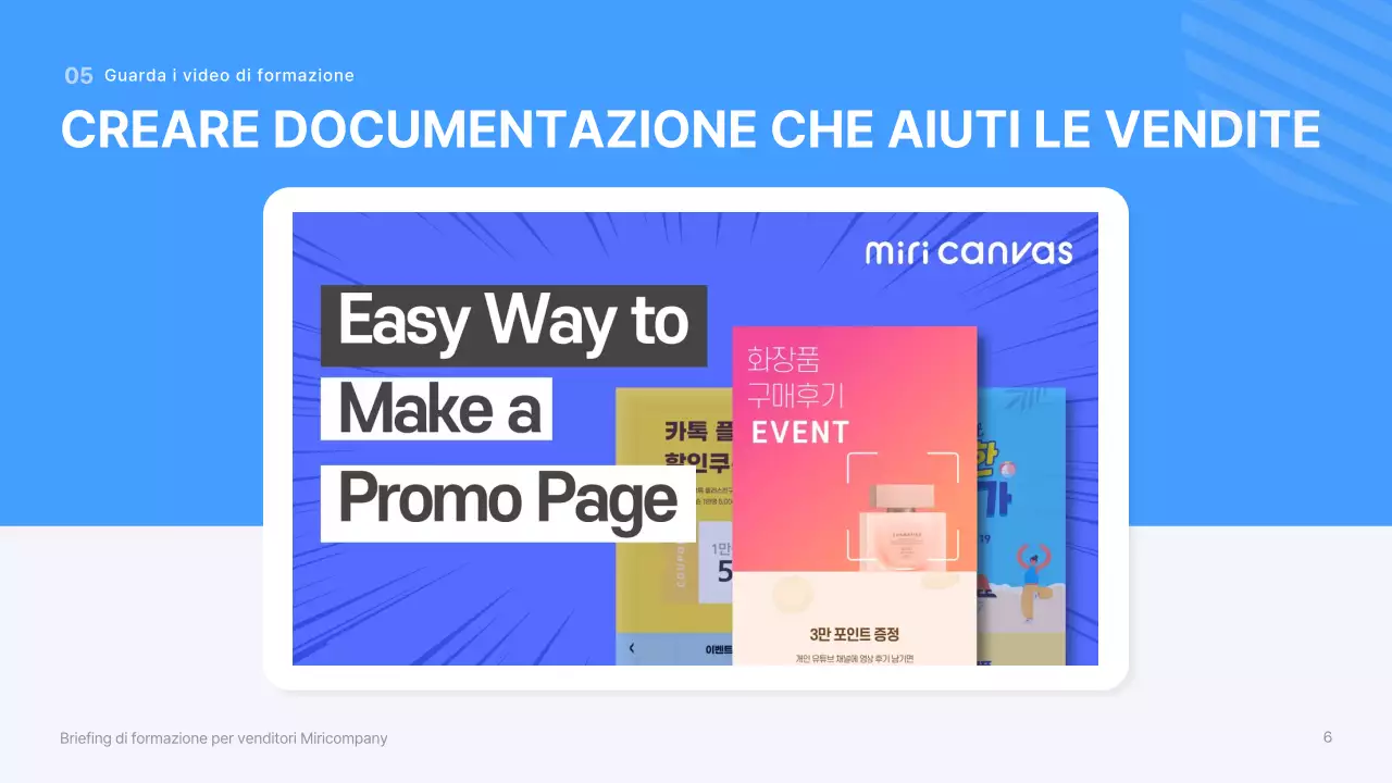 Briefing di formazione per venditori con forme blu e tridimensionali