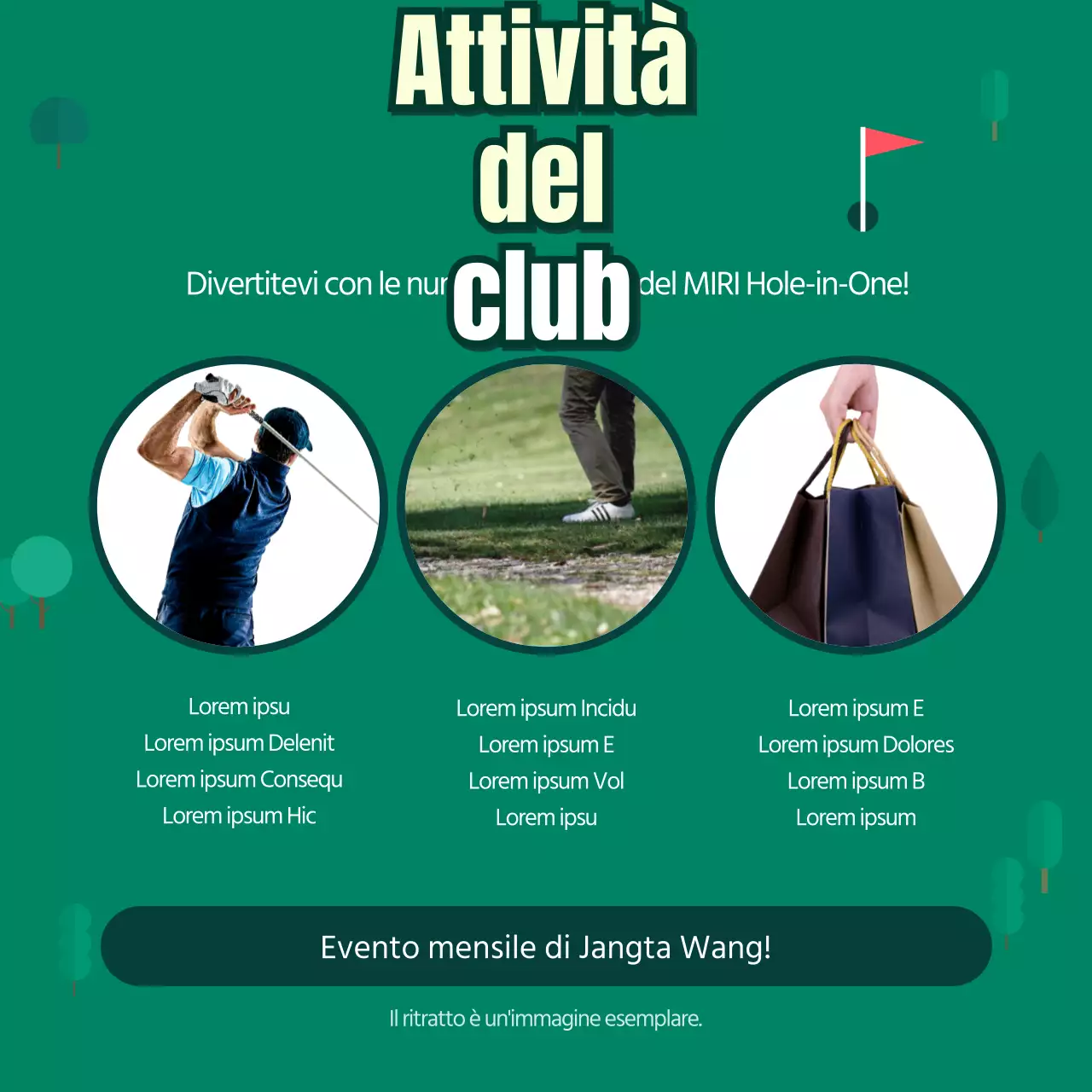 Mazza da golf aziendale con sfondo verde CardNews