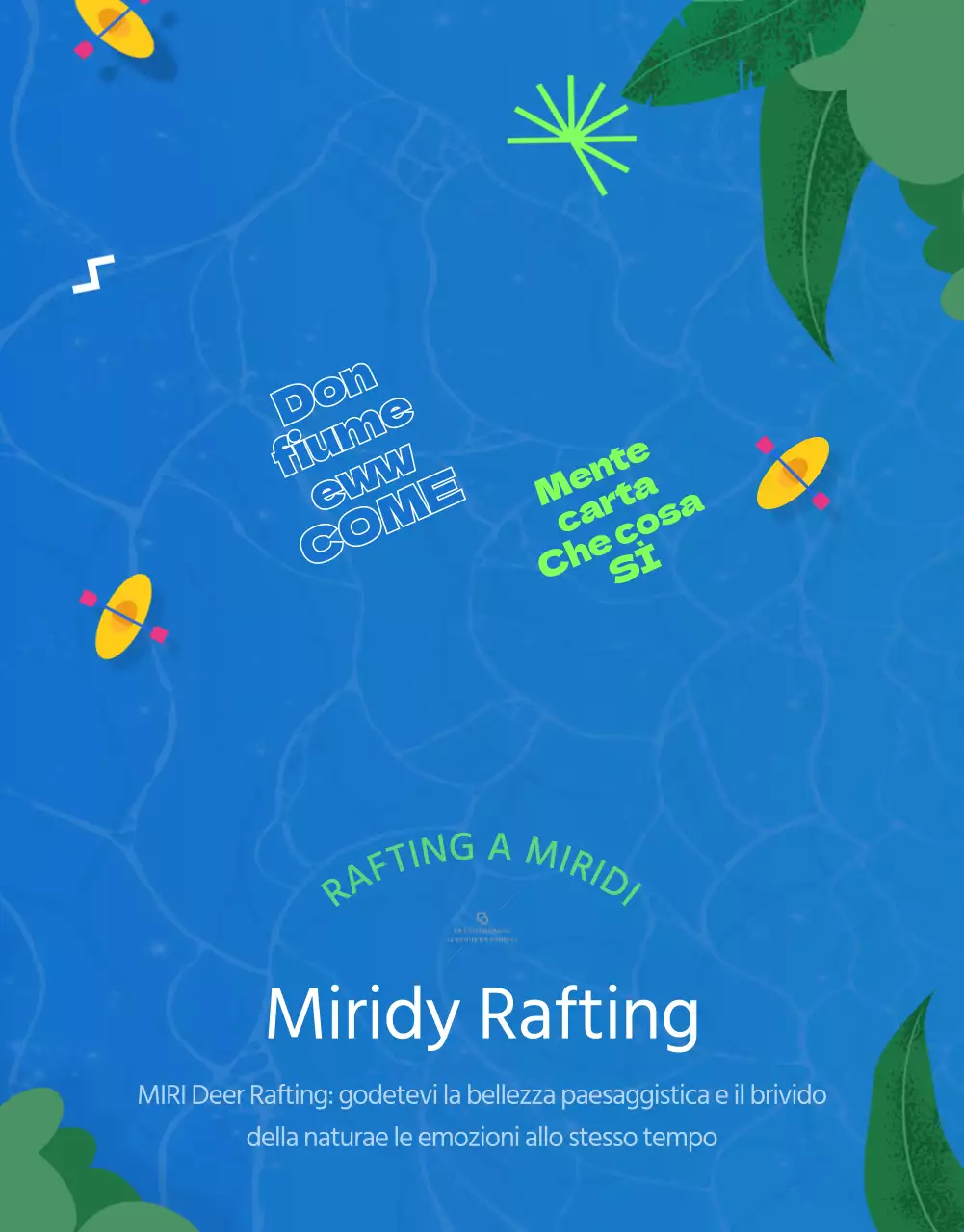 Le compagnie di rafting con le illustrazioni di Donggang blu e verde