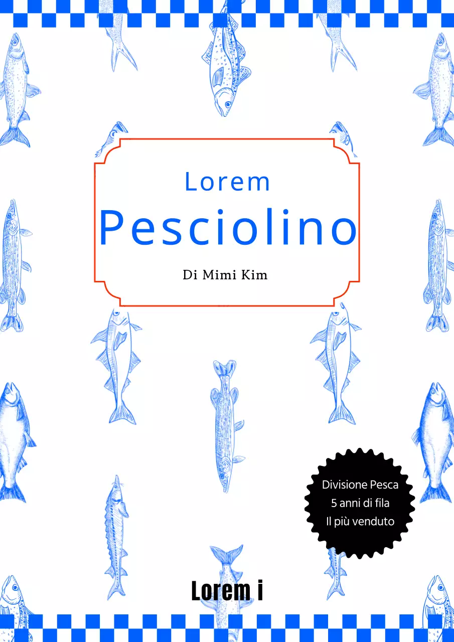 Libro di pesca con illustrazione di pesci a tema blu