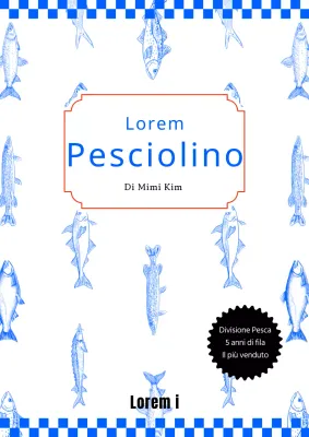 Libro di pesca con illustrazione di pesci a tema blu