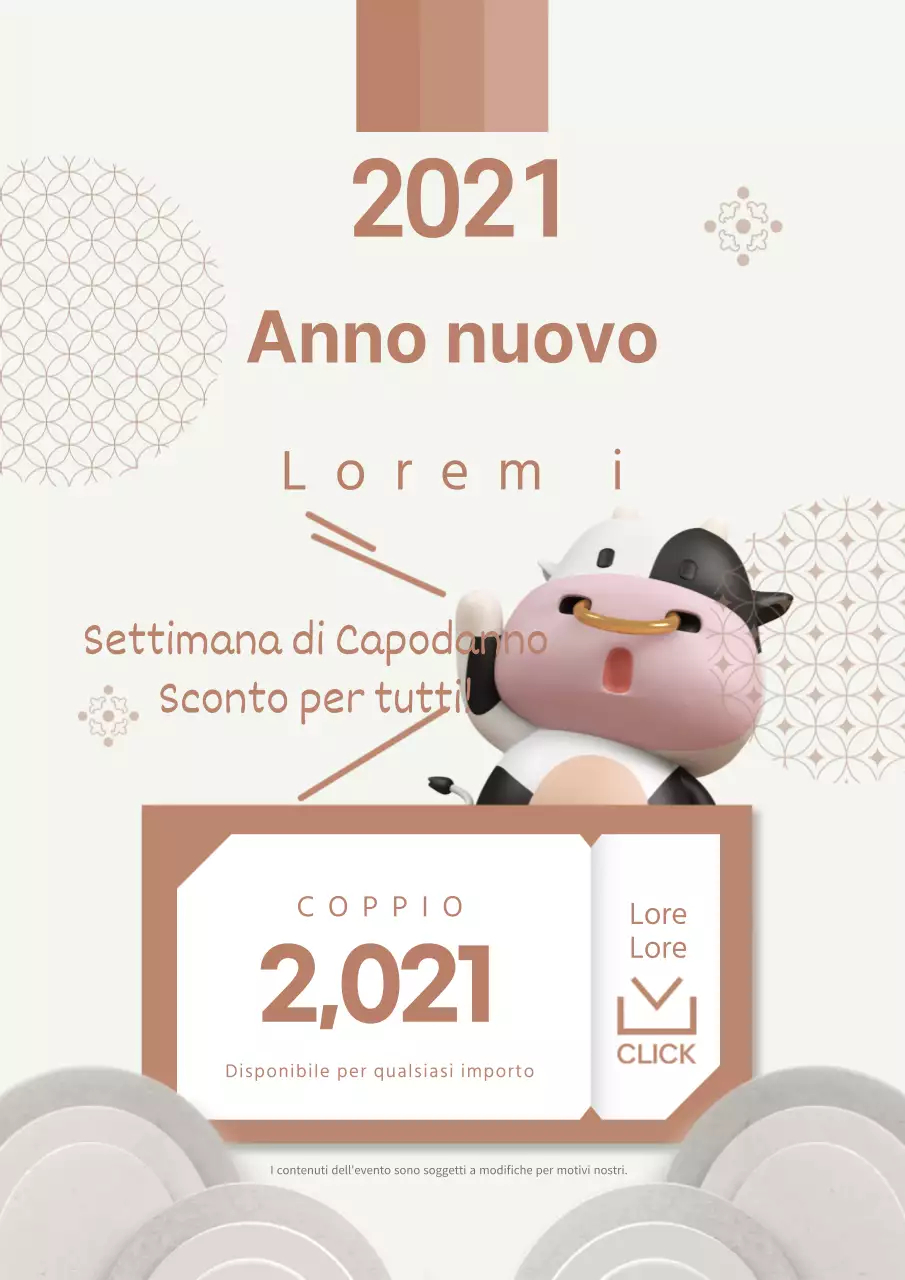Poster promozionale semplice per il buono di Capodanno in marrone