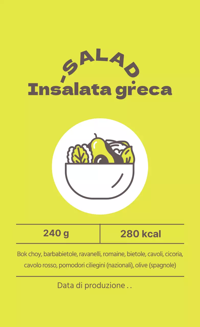 Etichetta per insalata illustrata verde lime