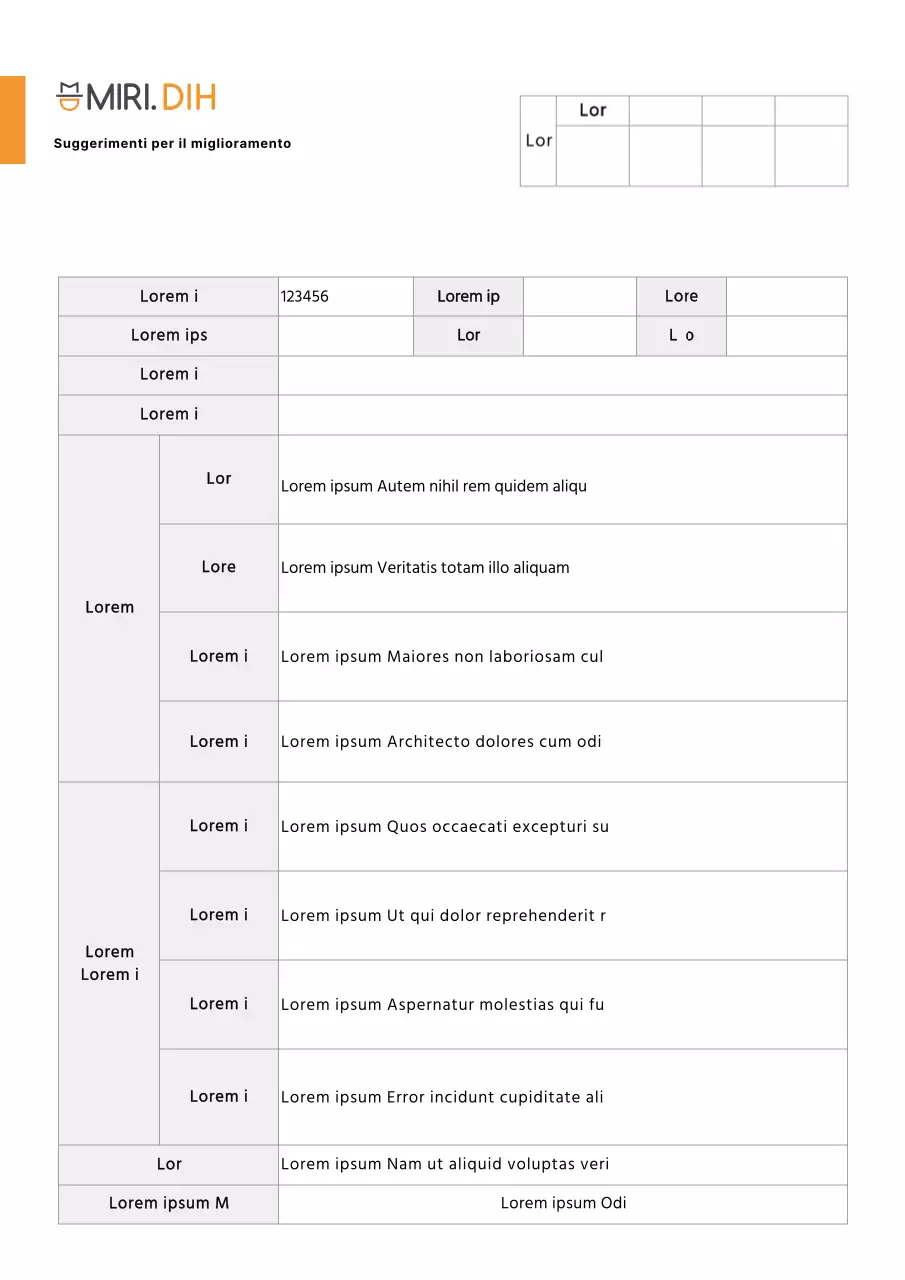 Modello di documento Suggerimenti per il miglioramento dell'arancia semplice