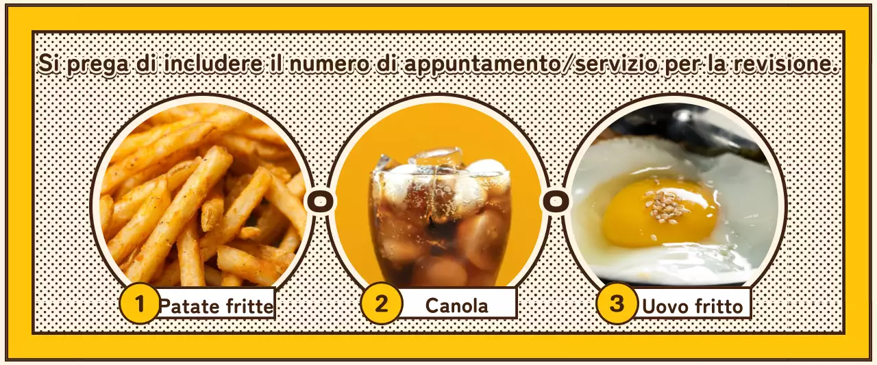 Rassegna di consegne di cibo giallo, beige e marrone