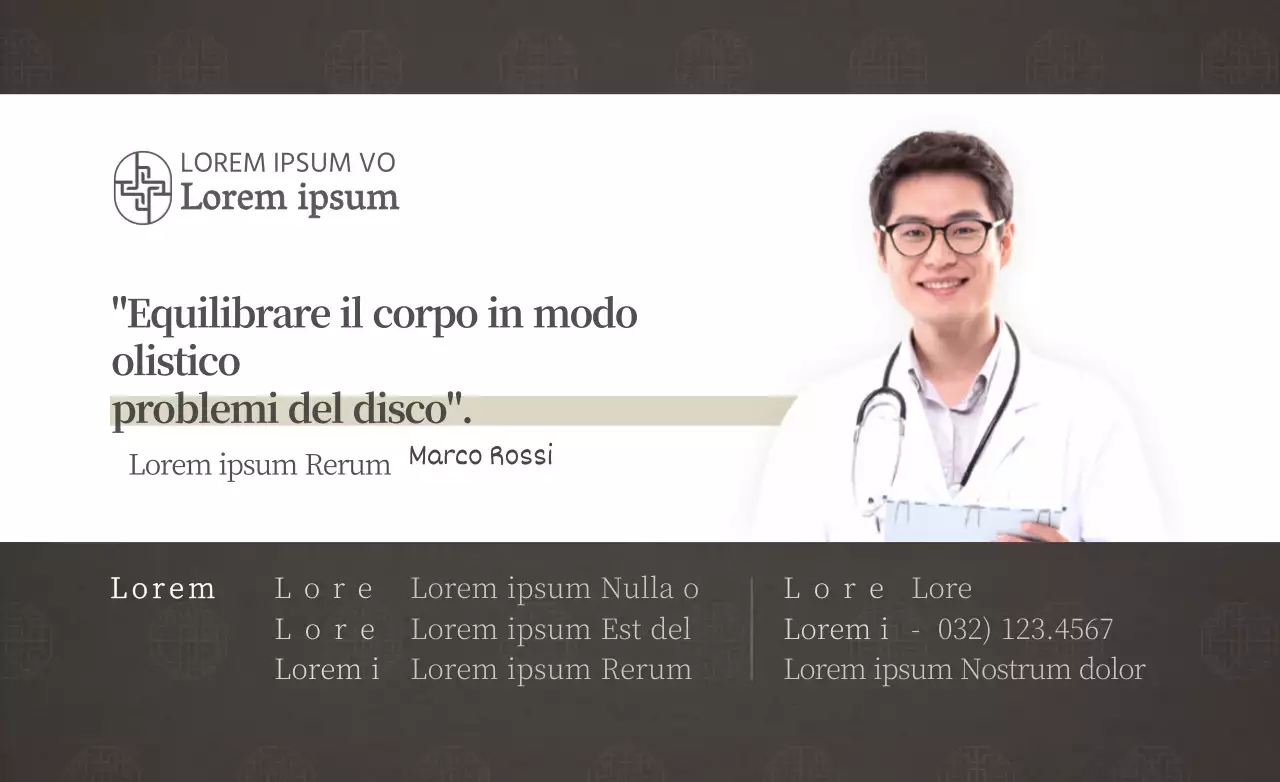 Stile pulito in marrone scuro e bianco Per informazioni e promozione della clinica.